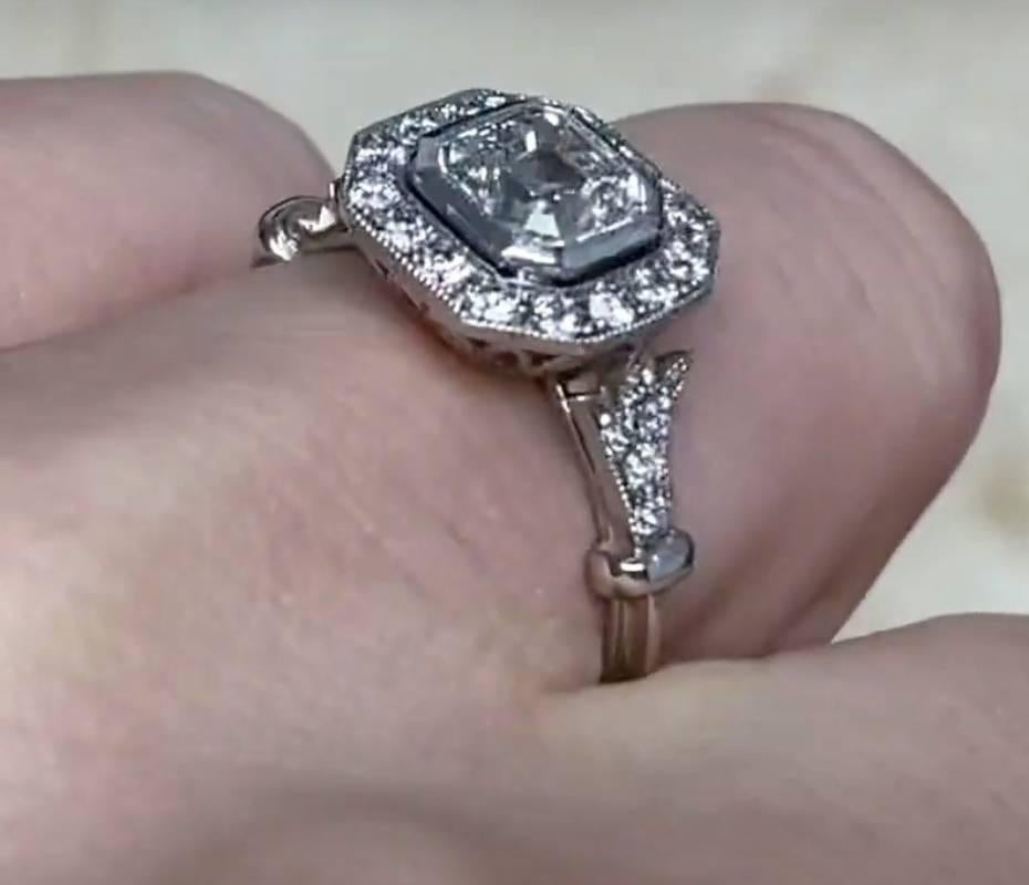 GIA 1.01ct Asscher Cut Diamond Engagement Ring, Diamond Halo, Platinum 2