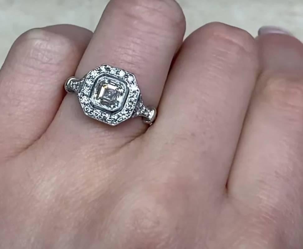 GIA 1.01ct Asscher Cut Diamond Engagement Ring, Diamond Halo, Platinum 3