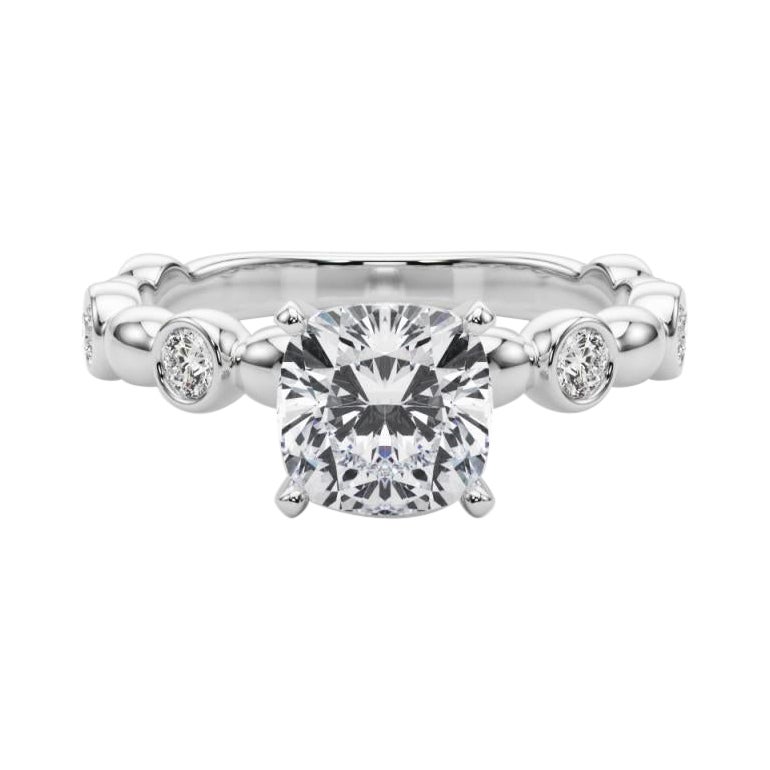 GIA 1.01ct Cushion Seite Stein Lünette Band Solitär Diamantring