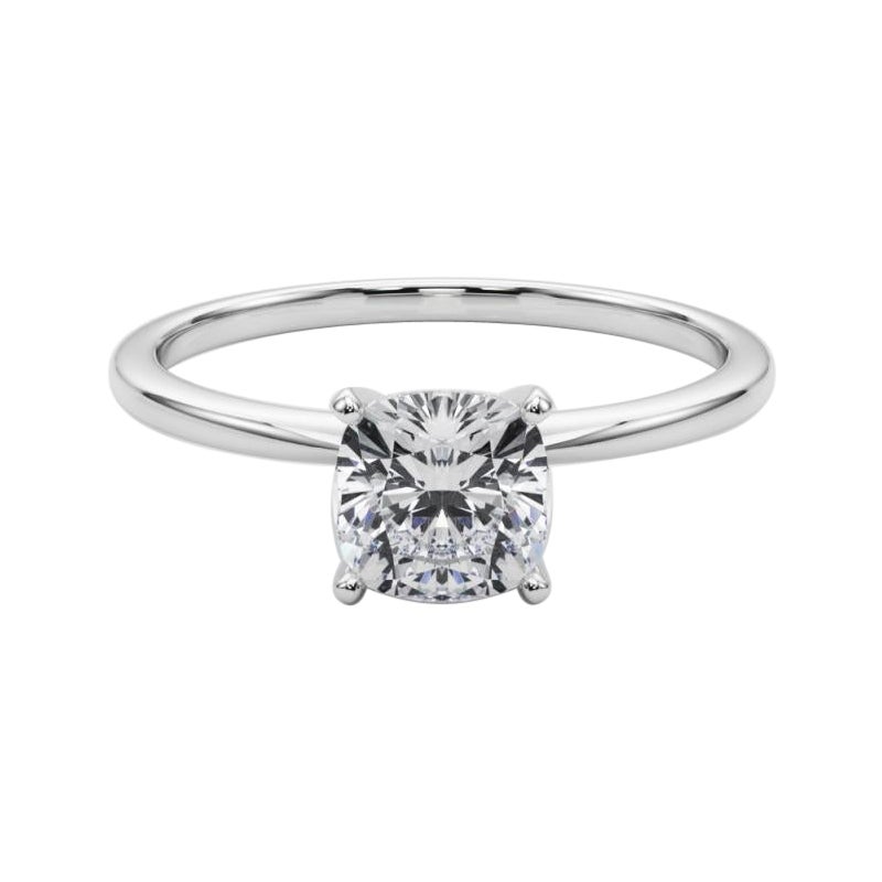 GIA 1.01ct Cushion Slim Band Prong Set Solitaire  Bague en diamant