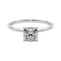 GIA 1.01ct Cushion Slim Band Prong Set Solitaire  Bague en diamant