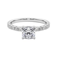 GIA 1.01ct Cushion Solitaire with Half Eternity 18K White Gold Diamond Ring