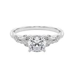 GIA 1,01ct Cuscino Vintage 3 Pietre Cuore e Vite  Anello con diamante