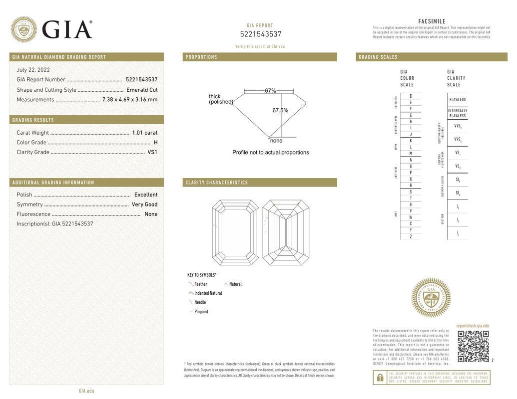 Contemporary GIA 1.01ct Emerald Rectangular Halo Anniversary  Diamond Ring For Sale