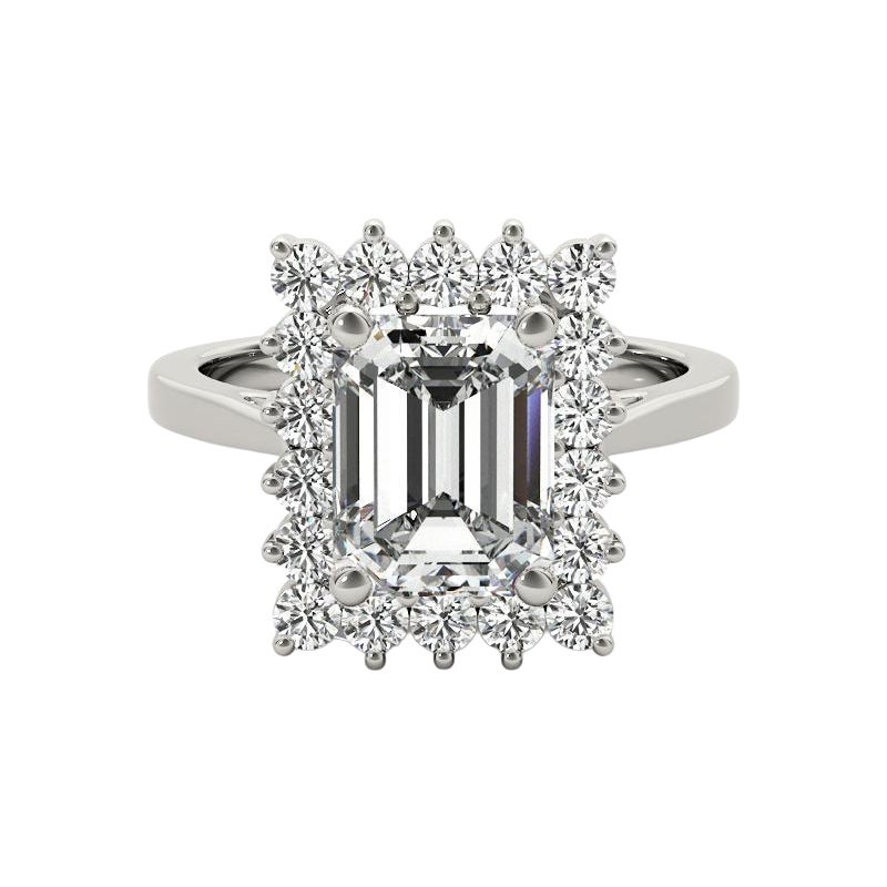 GIA 1.01ct Emerald Rectangular Halo Anniversary  Diamond Ring
