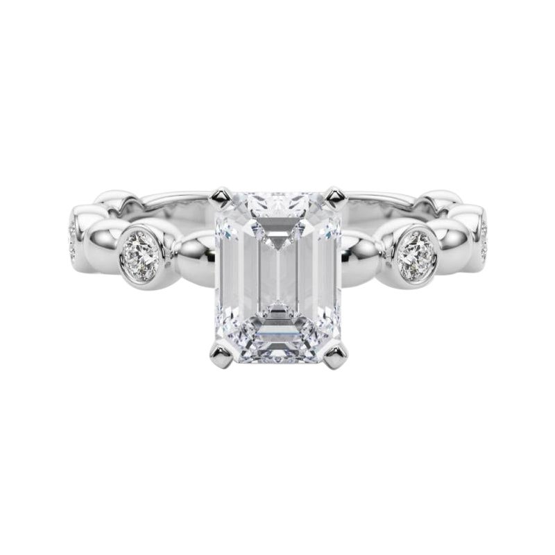 GIA 1.01ct Smaragd Seite Stein Lünette Band Solitär Diamantring