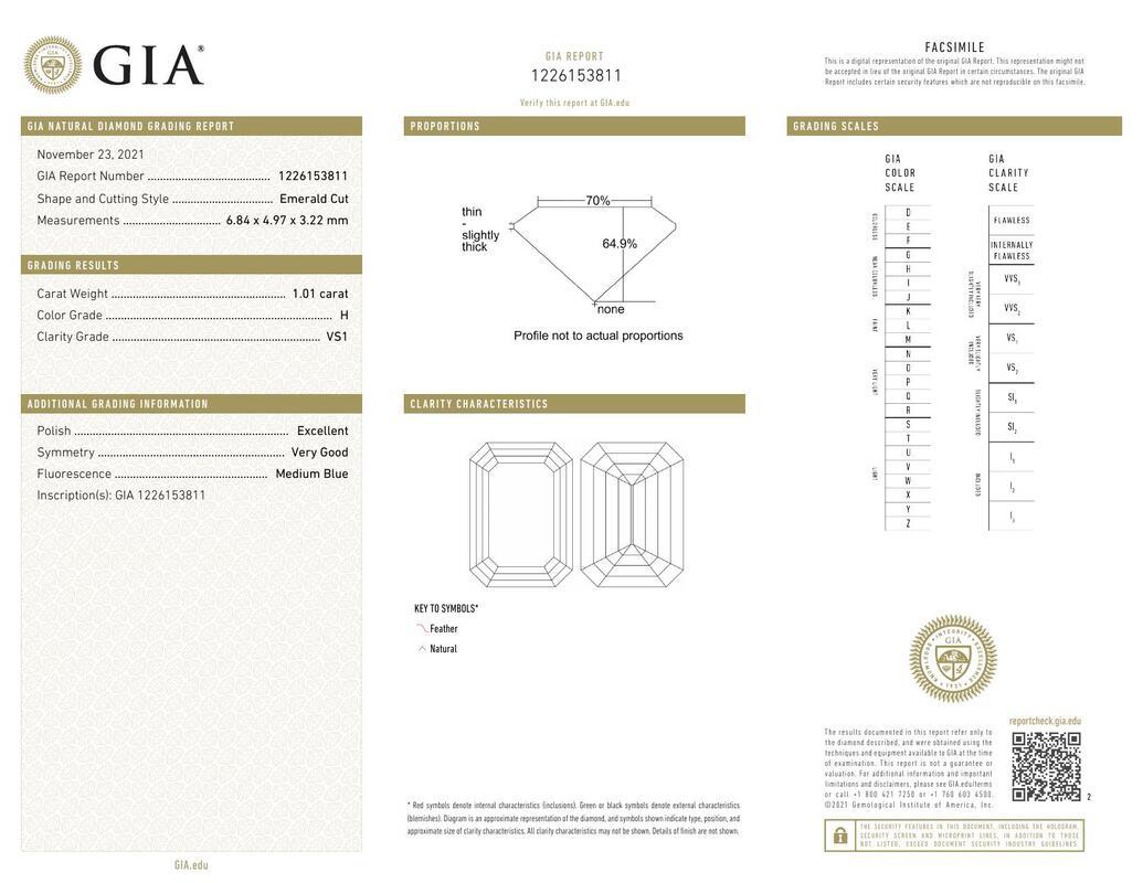 Contemporaneo GIA 1,01ct Solitario di smeraldo con mezza eternità  Anello con diamante in vendita