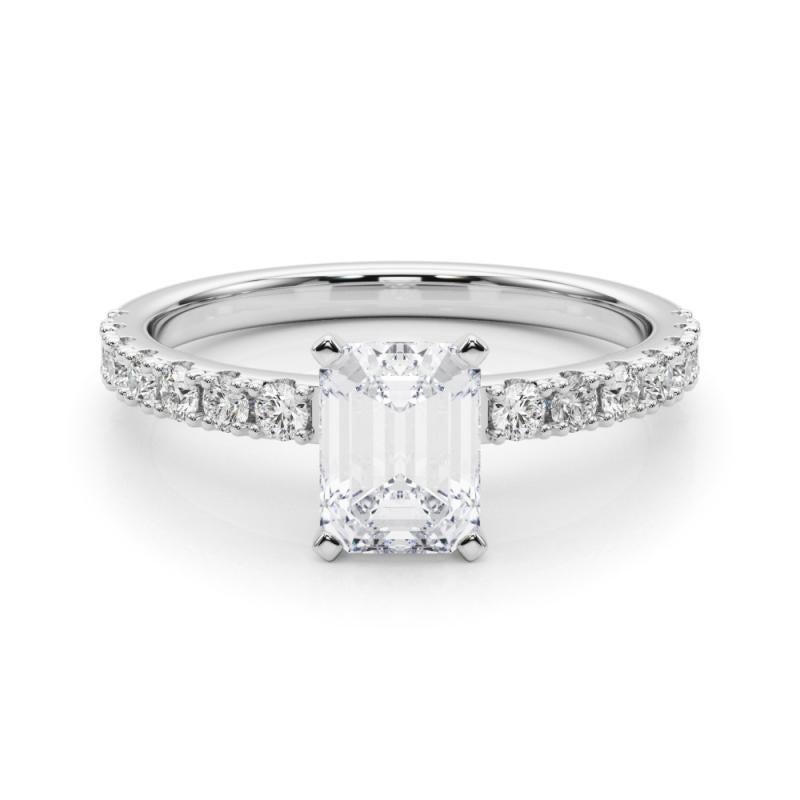 GIA 1.01ct Esmeralda Solitaria con Media Eternidad  Anillo de diamantes