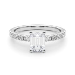 GIA 1.01ct Esmeralda Solitaria con Media Eternidad  Anillo de diamantes