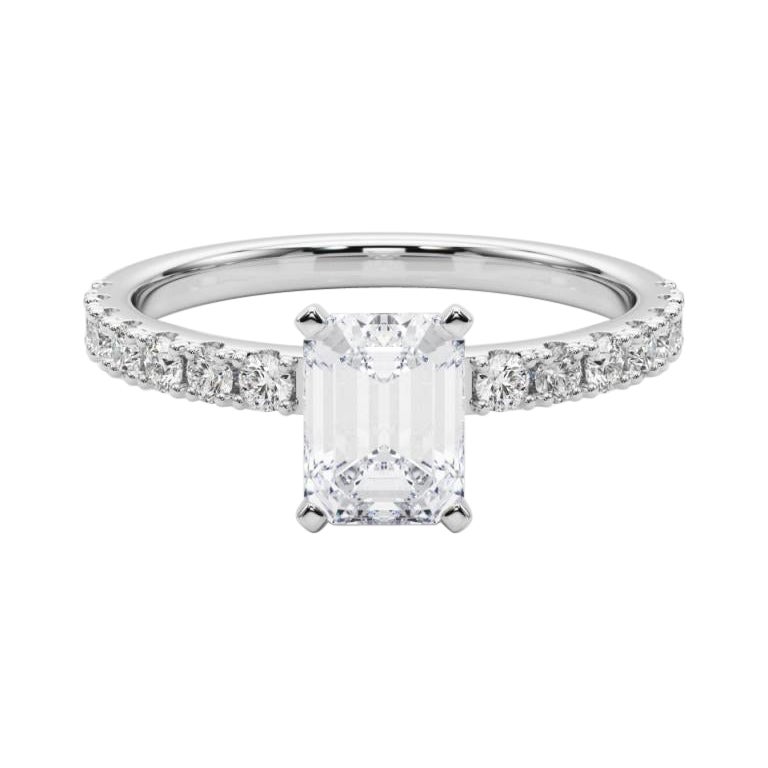 GIA 1.01ct Esmeralda Solitaria con Media Eternidad  Anillo de diamantes