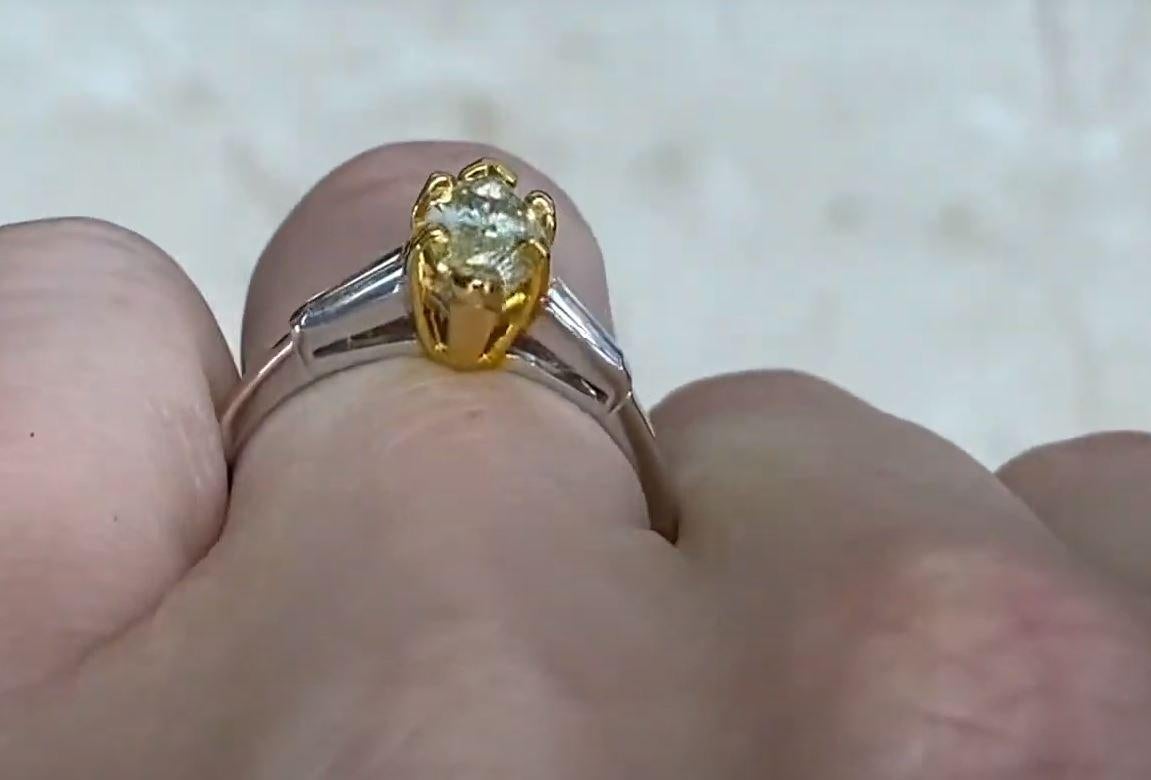 Verlobungsring Fancy (GIA ca. 1,00 Karat) gelber Diamant im Marquise-Schliff (Marquiseschliff) im Angebot