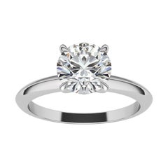 GIA 1.01ct Natural Round Diamond Ring Tiffany Style 4-Prong 14K White Gold