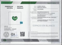 GIA 1.01ct No Oil Colombian Emerald (Heart Shape) - Gemme rare et recherchée