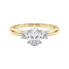 GIA 1.01ct Oval 3-Stone Past, Present & Future 18K Yellow Gold Diamond Ring