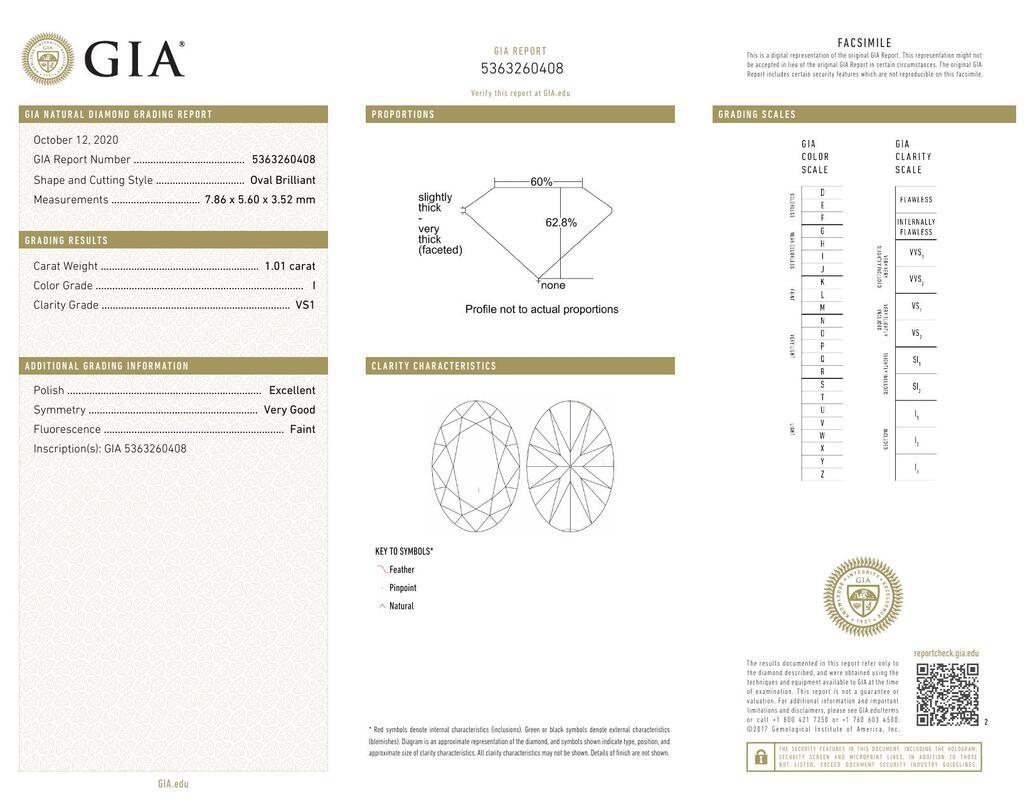 GIA 1,01ct Oval de 3 Piedras Pasado, Presente y Futuro  Anillo de diamantes Contemporáneo en venta