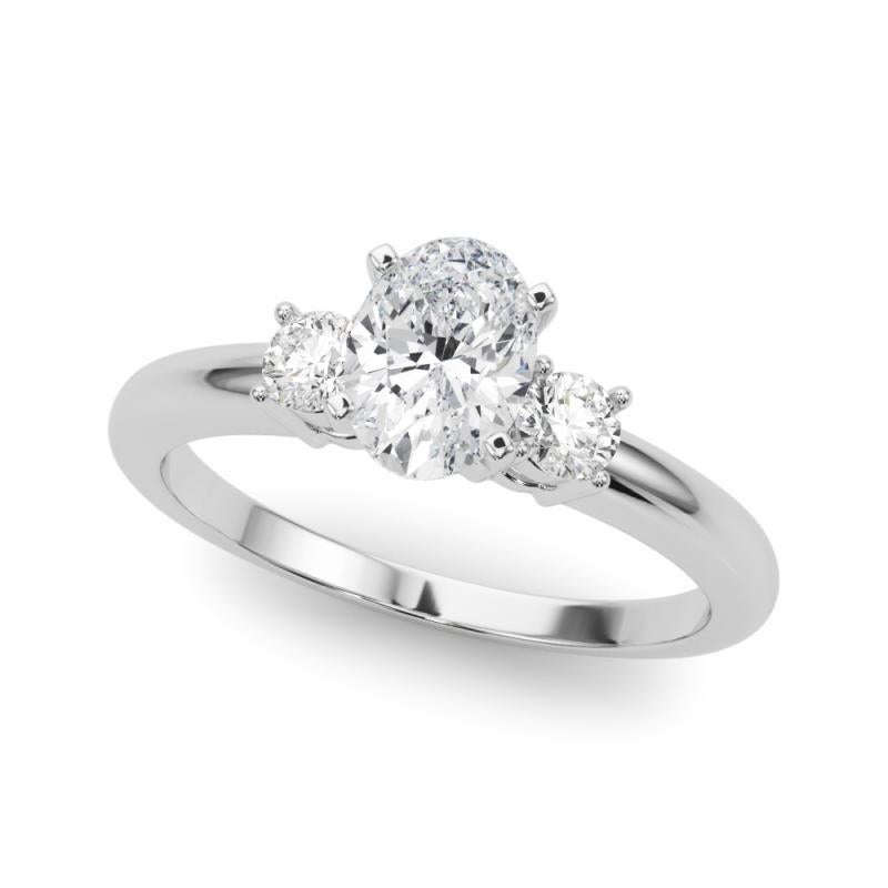 GIA 1,01ct Oval de 3 Piedras Pasado, Presente y Futuro  Anillo de diamantes Corte oval en venta