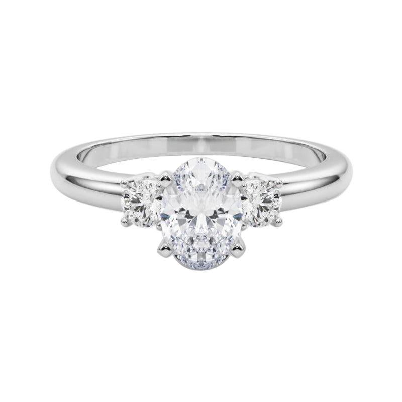 GIA 1.01ct Oval 3-Stone Past, Present & Future  Diamond Ring