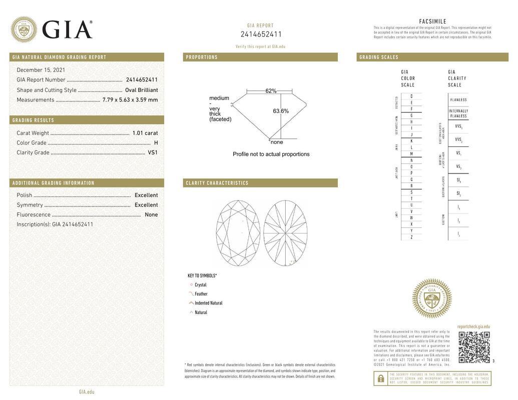 Contemporary GIA 1.01ct Oval Classic Solitaire Antique Engraved Diamond Ring For Sale