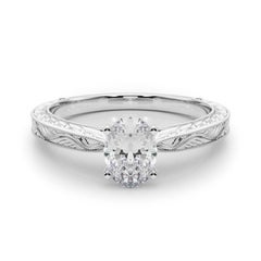 GIA 1.01ct Oval Classic Solitaire Antique Engraved Diamond Ring