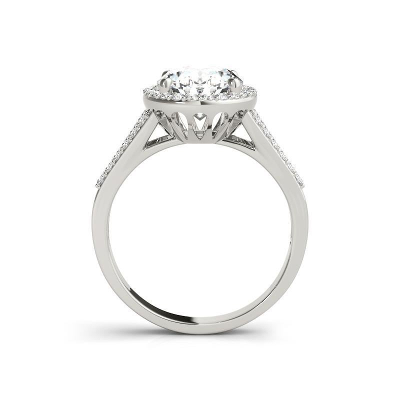 GIA 1.01ct Oval Halo Openwork Basket Cathedral Bague diamant en or blanc 18K Neuf - En vente à New York, NY