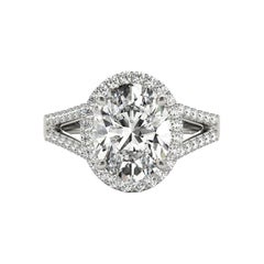 GIA 1.01ct Oval Halo Openwork Basket Cathedral Bague diamant en or blanc 18K
