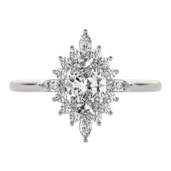 GIA 1.01ct Ovale Marquise Flower Halo Cluster  Anello con diamante