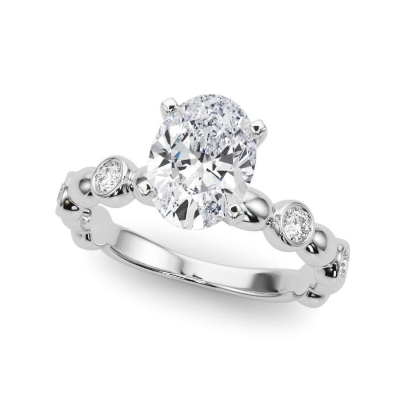 Taille ovale GIA 1.01ct Oval Side Stone Bezel Band Solitaire Diamond Ring en vente