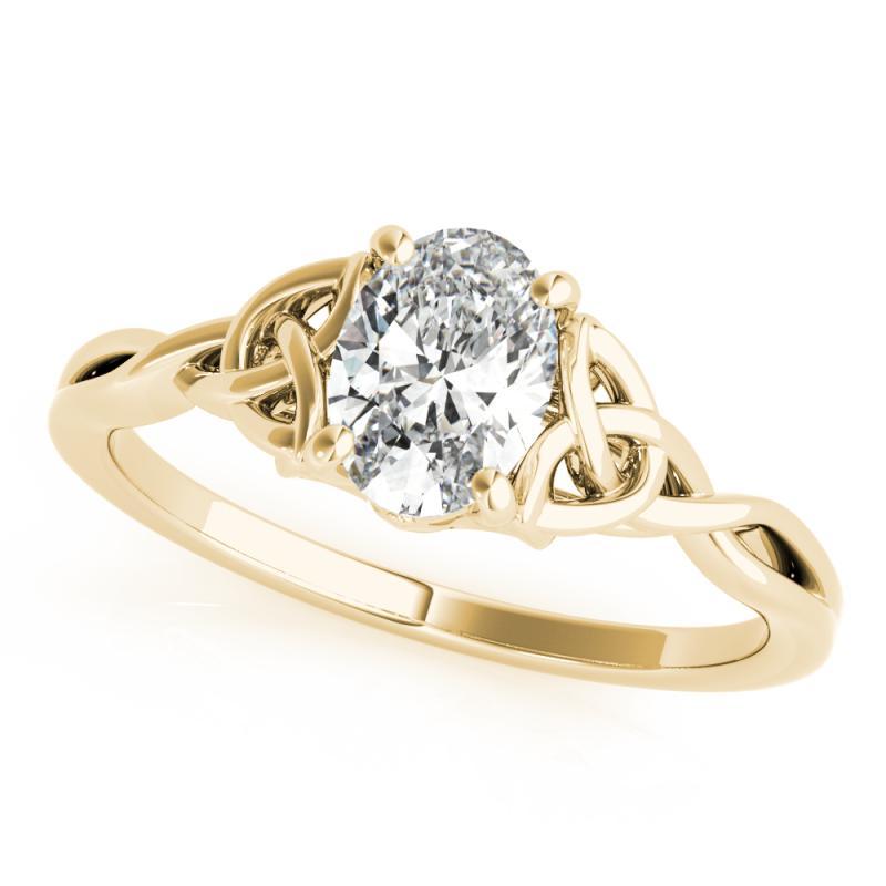 Oval Cut GIA 1.01ct Oval Solitaire Openwork Celtic Knot 18K Yellow Gold Diamond Ring For Sale