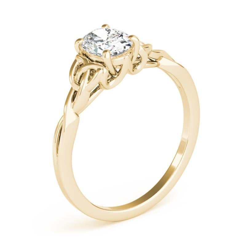 Women's GIA 1.01ct Oval Solitaire Openwork Celtic Knot 18K Yellow Gold Diamond Ring For Sale