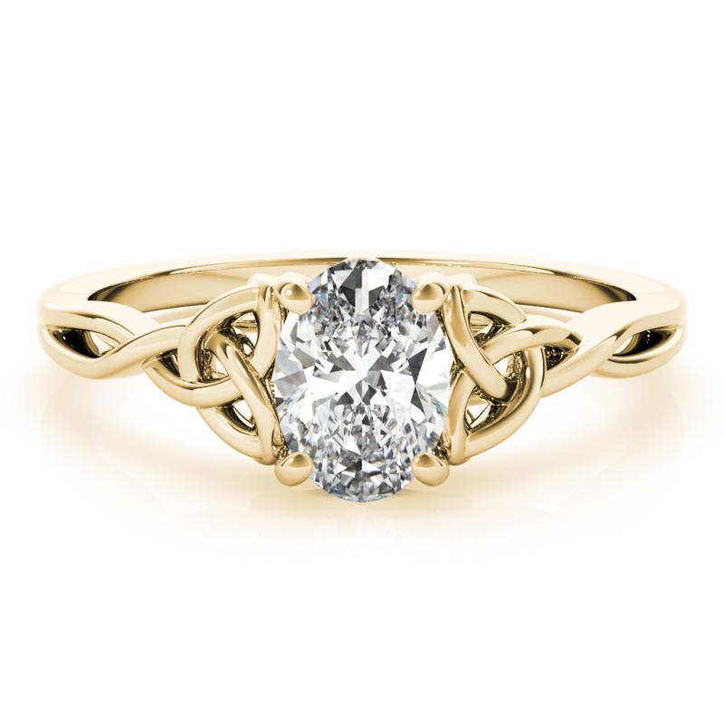 GIA 1.01ct Solitaire Ovale Nœud Celtique Ajouré Or Jaune 18K Bague Diamant