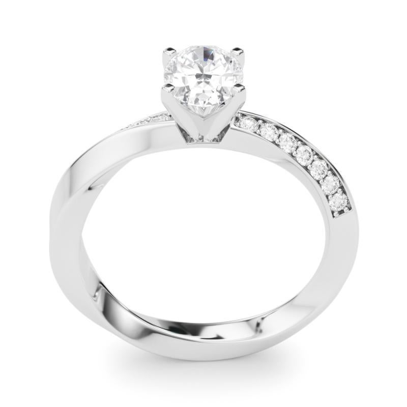 Donna GIA 1.01ct Solitario ovale con fascia quadrata ritorta  Anello con diamante