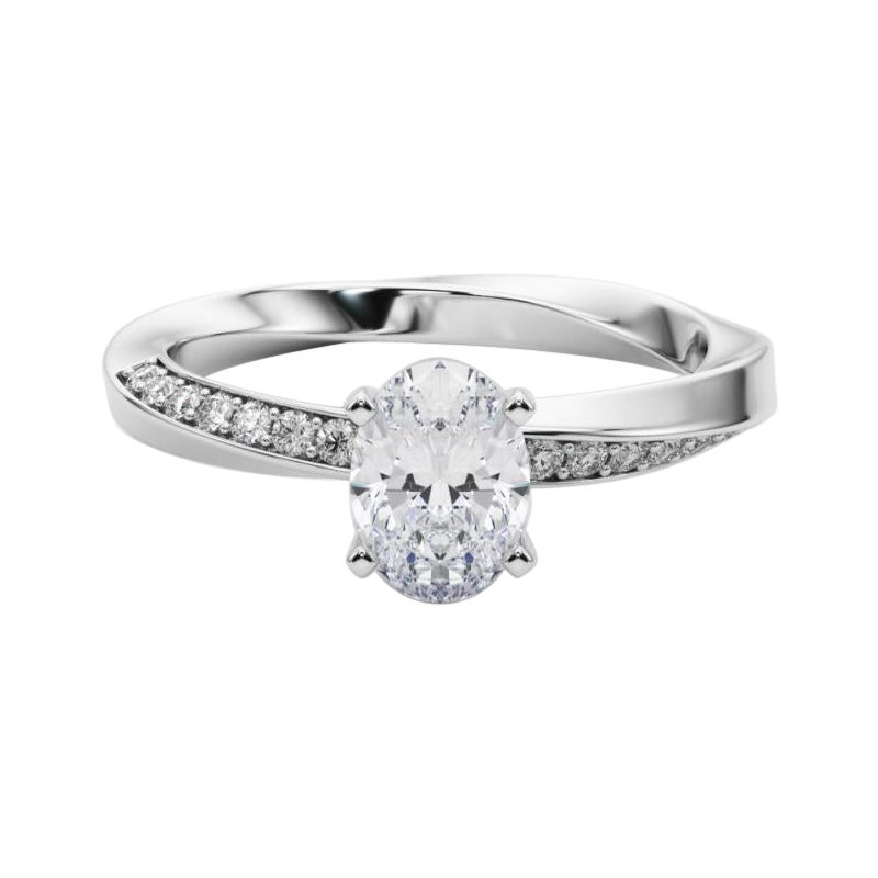 GIA 1.01ct Solitario ovale con fascia quadrata ritorta  Anello con diamante