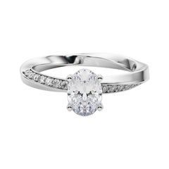 GIA 1.01ct Solitario ovale con fascia quadrata ritorta  Anello con diamante