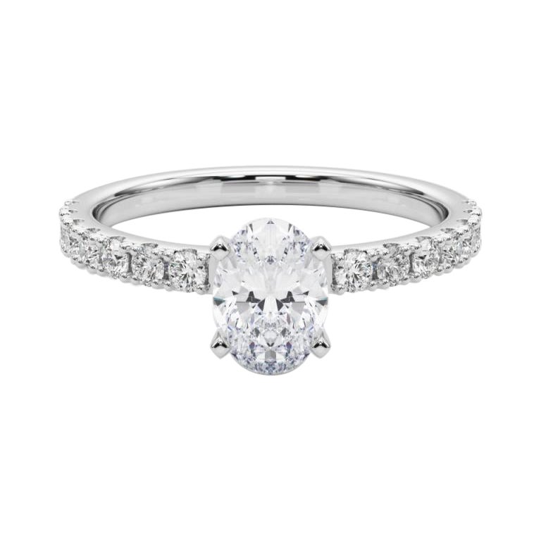 GIA 1.01ct Oval Solitaire avec Demi-Eternité  Bague en diamant