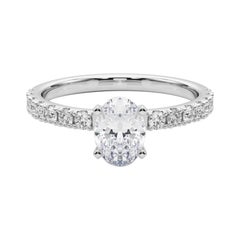GIA 1.01ct Oval Solitaire avec Demi-Eternité  Bague en diamant