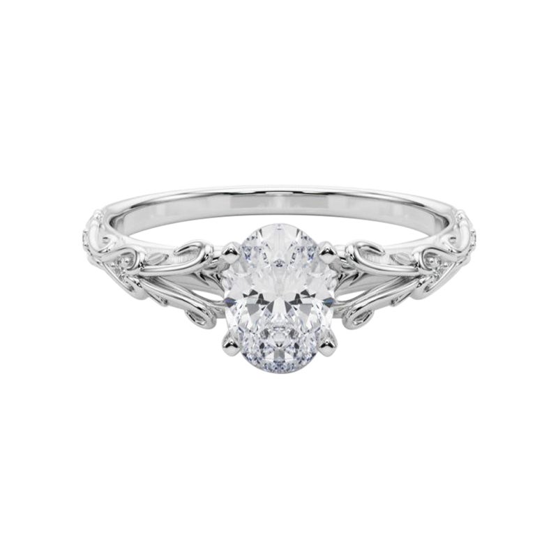 GIA 1,01ct Ovale Vintage 3 pietre Cuore e Vite  Anello con diamante