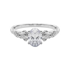 GIA 1.01ct Oval Vintage 3-Stone Heart & Vine  Diamond Ring