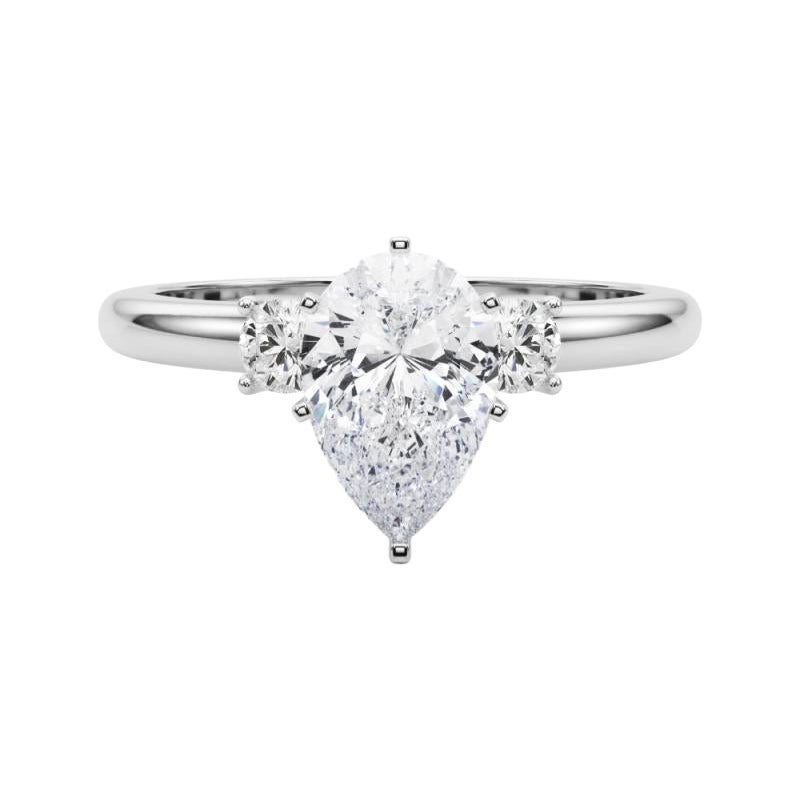 GIA 1,01ct Pear 3-Stone Passato, presente e futuro  Anello con diamante