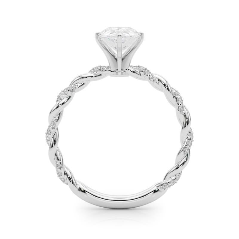 GIA 1.01ct Pear Micro Pave - Fascia a treccia ritorta  Anello con diamante In condizioni Nuovo in vendita a New York, NY