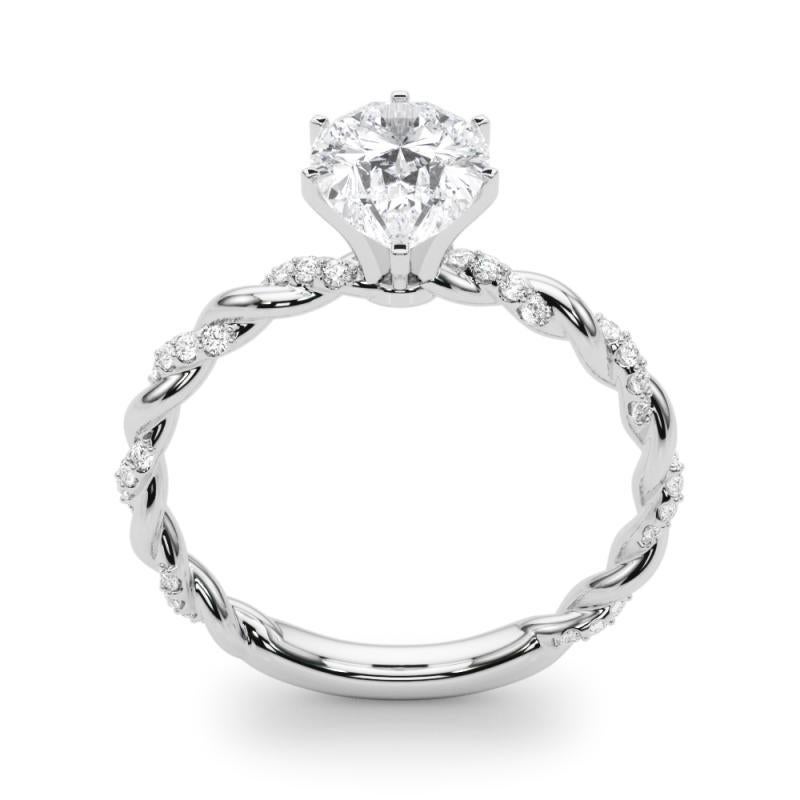 Donna GIA 1.01ct Pear Micro Pave - Fascia a treccia ritorta  Anello con diamante in vendita
