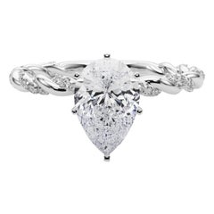 GIA 1.01ct Pear Micro Pave Twisted Braid Band  Diamond Ring