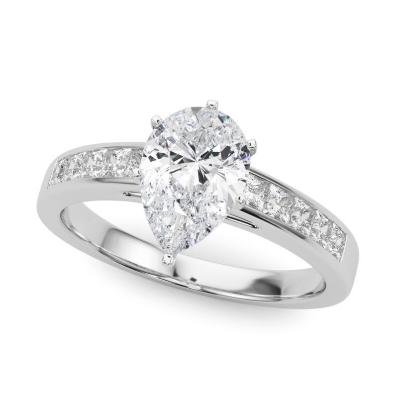 Taglio a goccia GIA 1,01ct Pear Princess Channel Solitaire Center Diamond Ring in vendita