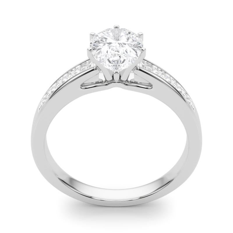 Donna GIA 1,01ct Pear Princess Channel Solitaire Center Diamond Ring in vendita
