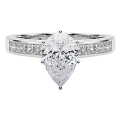 GIA 1,01ct Pear Princess Channel Solitaire Center Diamond Ring