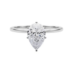 GIA 1.01ct Pear Slim Band Prong Set Solitario  Anello con diamante