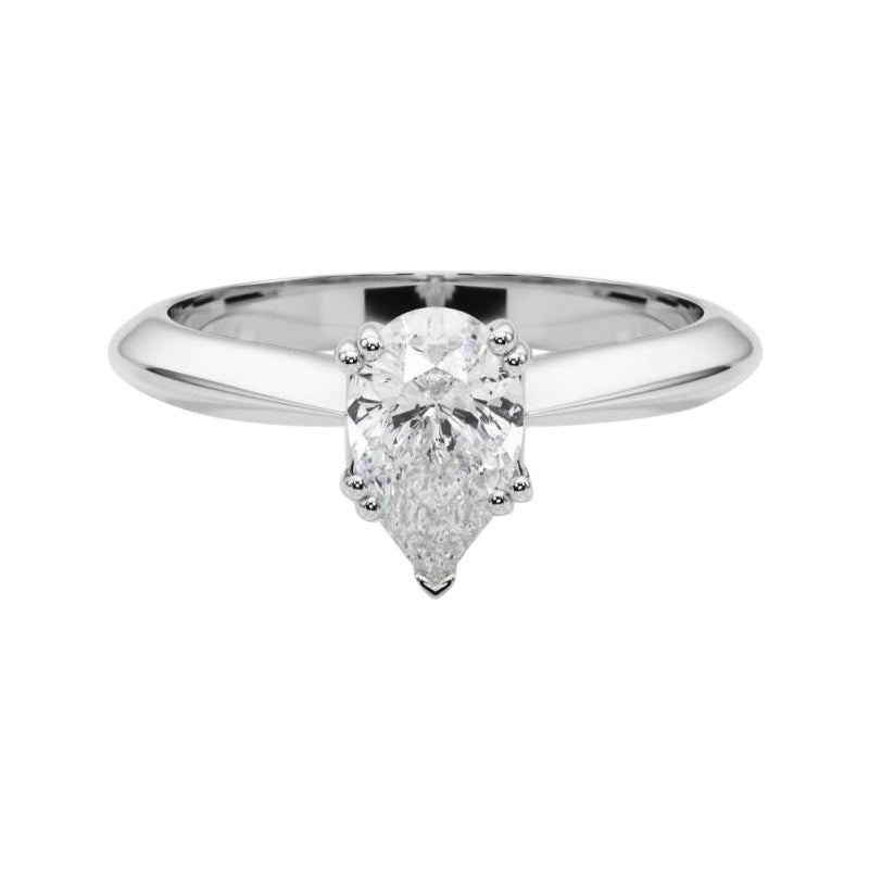 GIA 1.01ct Pear Solitaire Doppia Punta Cattedrale  Anello con diamante