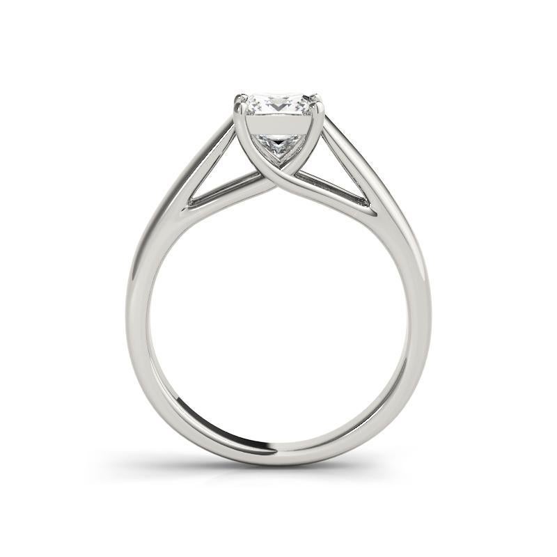 GIA 1,01ct Prinzessin Solitär Kathedrale flache Band 18K Weißgold Diamantring im Zustand „Neu“ im Angebot in New York, NY