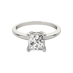 GIA 1.01ct Princess Solitaire & Hidden Halo Pave  Diamond Ring