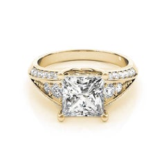GIA 1,01ct Prinzessin Solitär Multi-Row Beveled Shank Gelbgold Diamantring