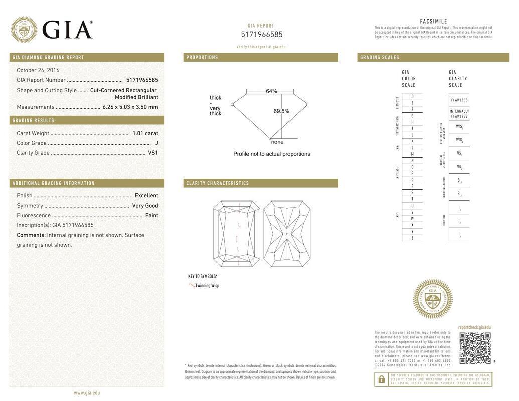 Contemporary GIA 1.01ct Radiant Classic Solitaire Antique Engraved White Gold Diamond Ring For Sale